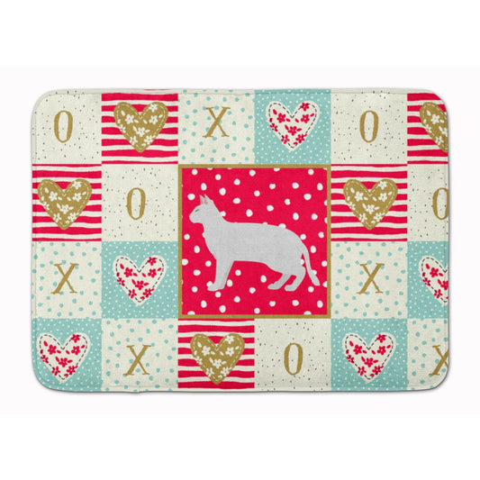 Russian White Black 2 Cat Love Machine Washable Memory Foam Mat Red