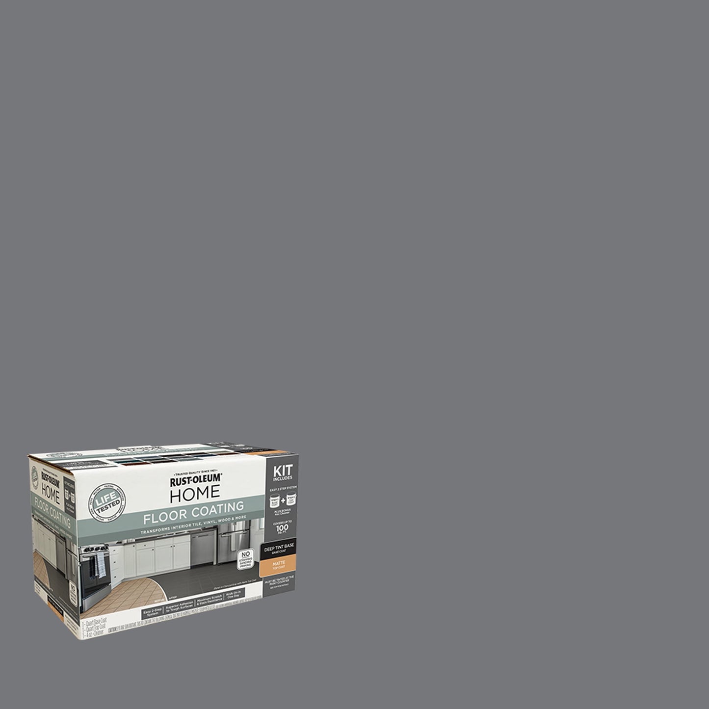 Rust-Oleum Home Matte Dark Gray Interior Floor Coating Kit-363726T, Quart