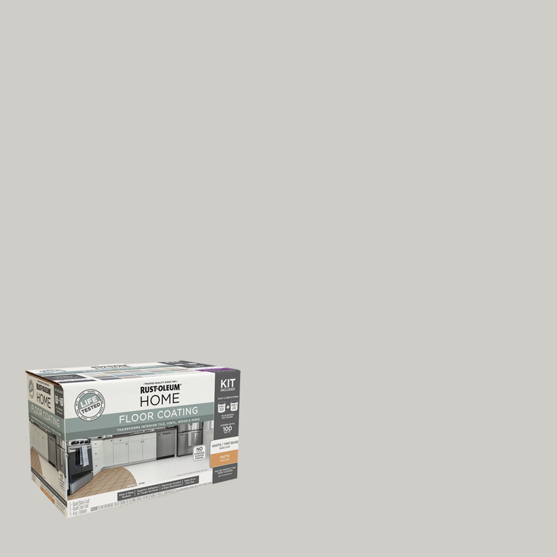 Rust-Oleum Home Matte Oyster Shell Interior Floor Coating Kit-363674T, Quart