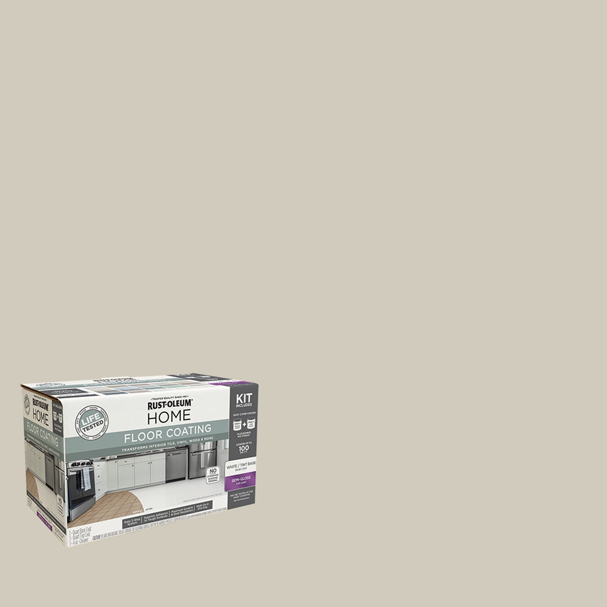 Rust-Oleum Home Semi-Gloss Cake Batter Interior Floor Coating Kit-363696T, Quart