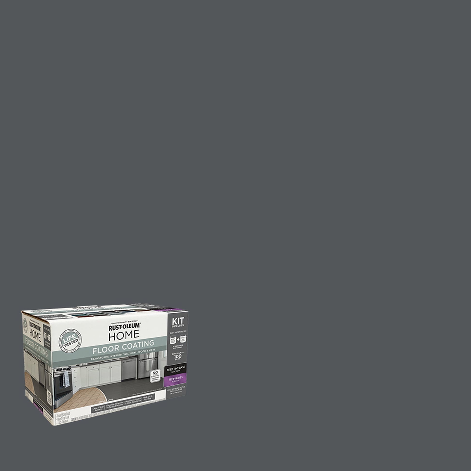 Rust-Oleum Home Semi-Gloss Charcoal Gray Interior Floor Coating Kit-363710T, Quart
