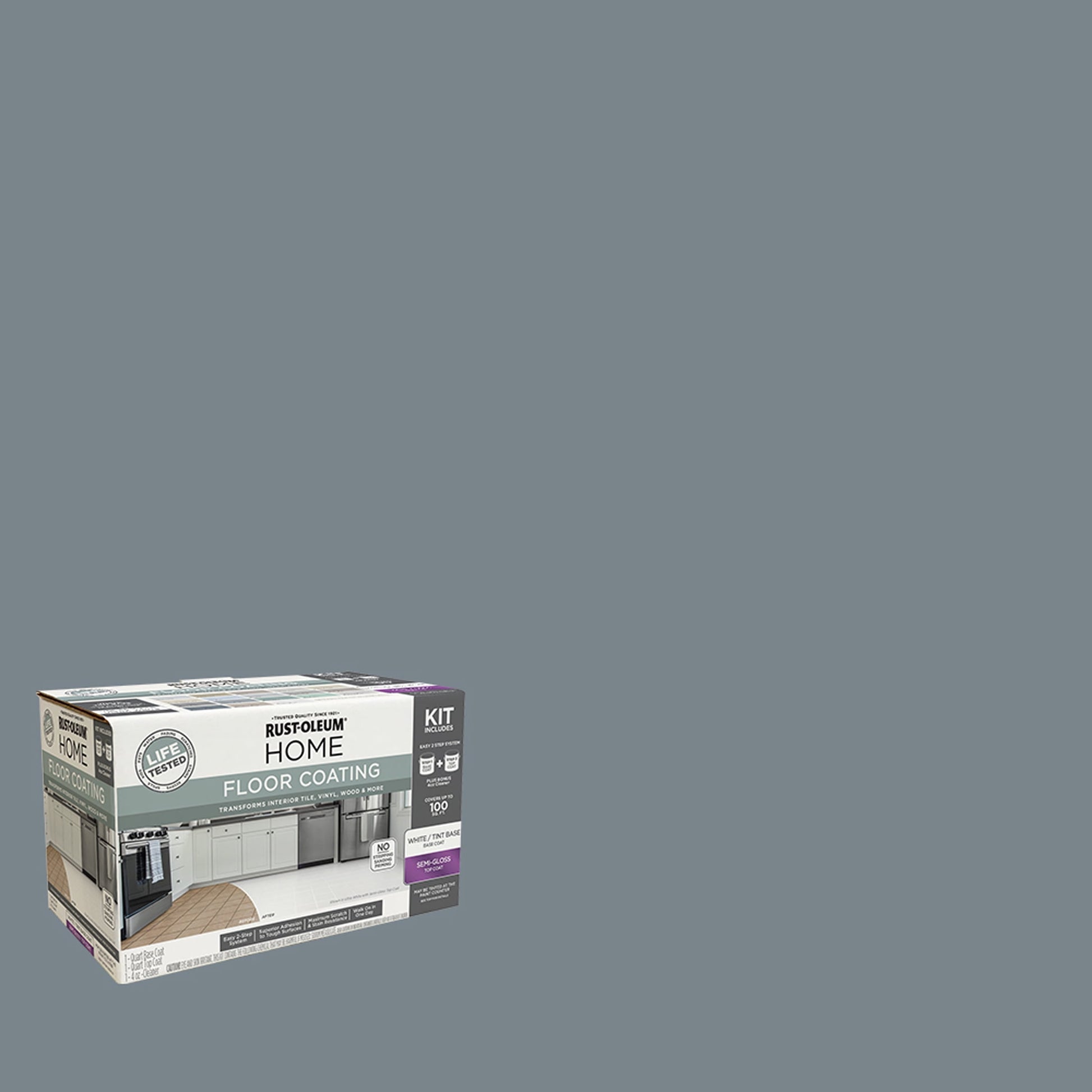 Rust-Oleum Home Semi-Gloss French Gray Interior Floor Coating Kit-363704T, Quart