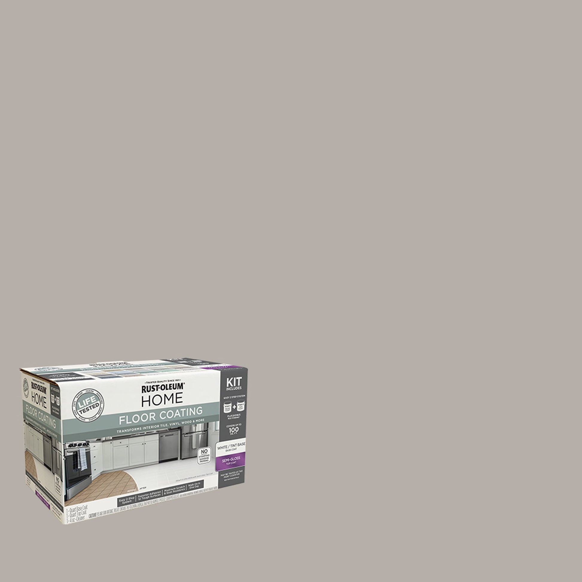 Rust-Oleum Home Semi-Gloss Greige Interior Floor Coating Kit-363699T, Quart