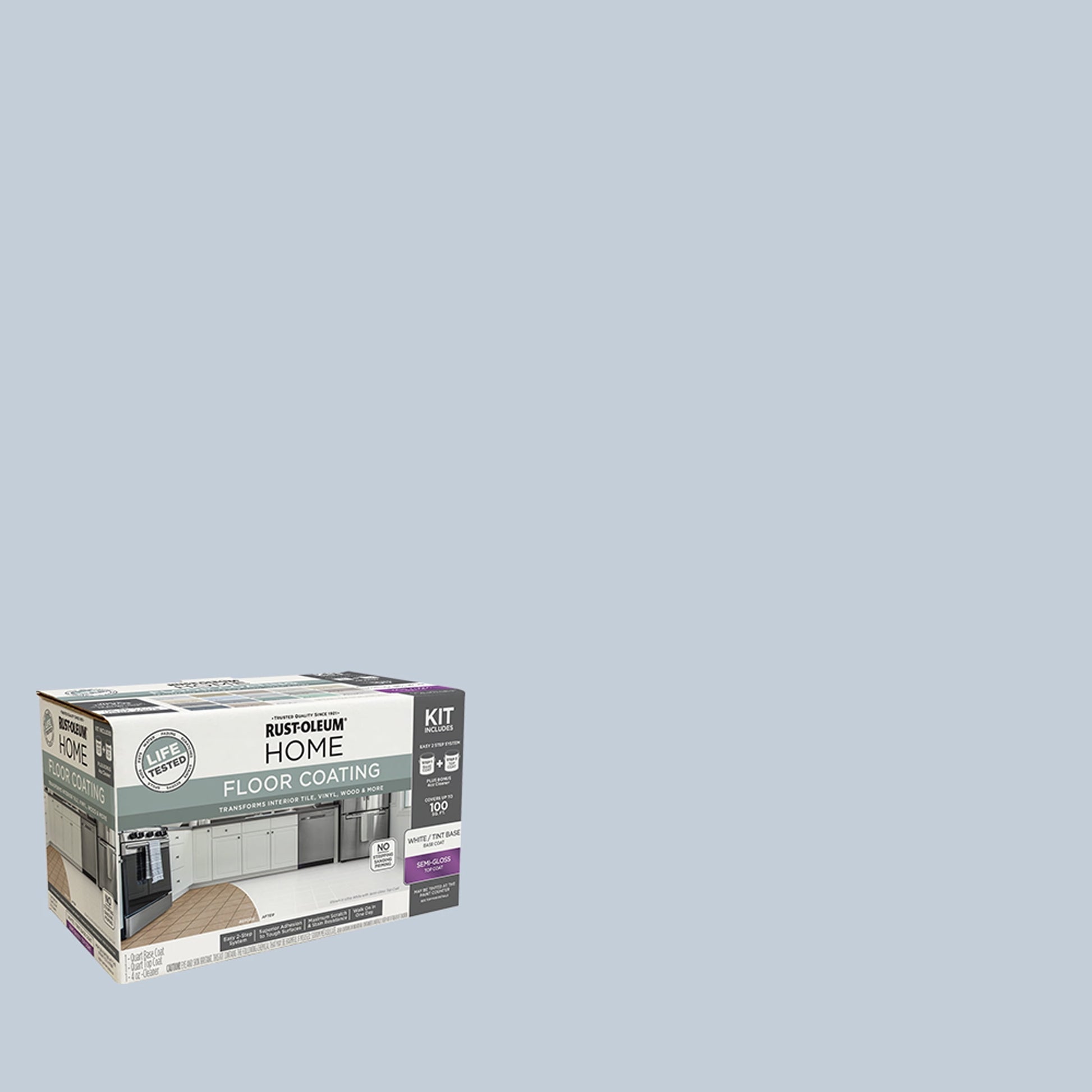 Rust-Oleum Home Semi-Gloss Icy Gray Interior Floor Coating Kit-363700T, Quart