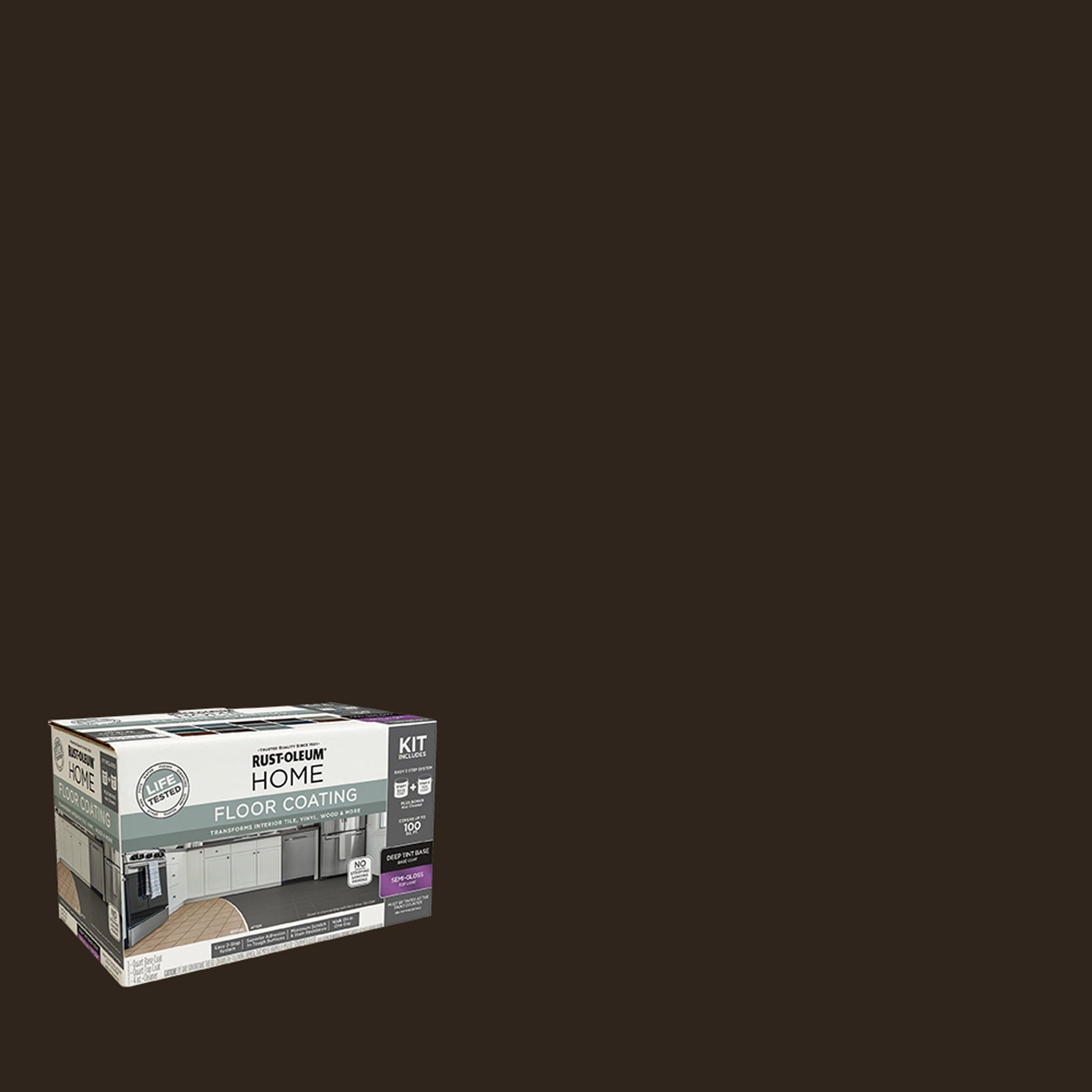Rust-Oleum Home Semi-Gloss Kona Interior Floor Coating Kit-363718T, Quart