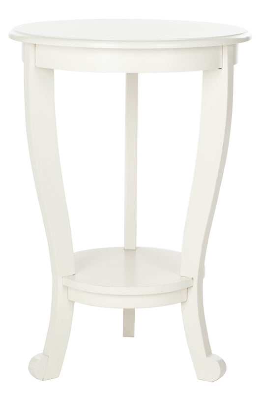SAFAVIEH Mary Solid Rustic Tri-Leg Pedestal Side Table, Distressed Cream