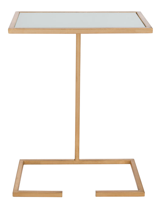 SAFAVIEH Neil 21 in. H Solid Classic Accent Table, Gold Leaf/White Glass