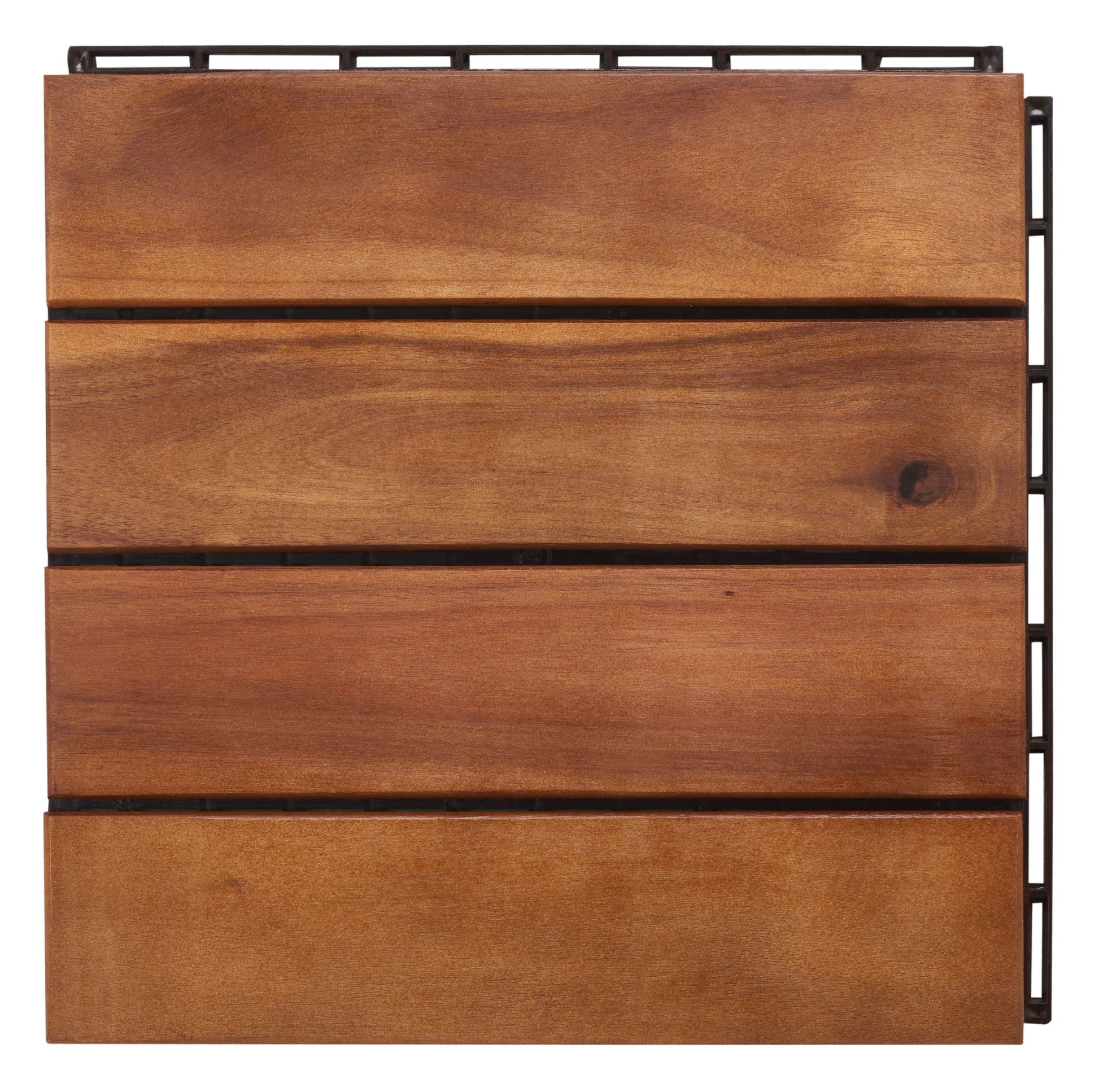 SAFAVIEH Phuket Outdoor Patio 4 Slat Wooden Floor Tile, Natural, Set of 10