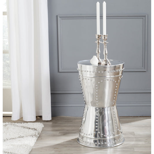 SAFAVIEH Sedona Solid Round Metal Art Table Stool, Silver
