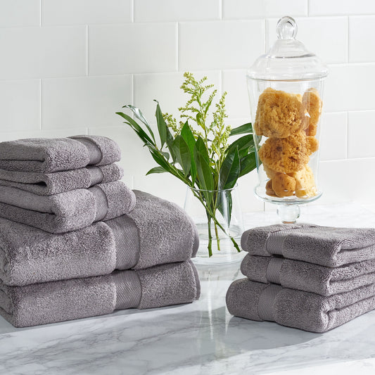 SAFAVIEH Super Plush Solid 8 Piece Towel Set, Grey