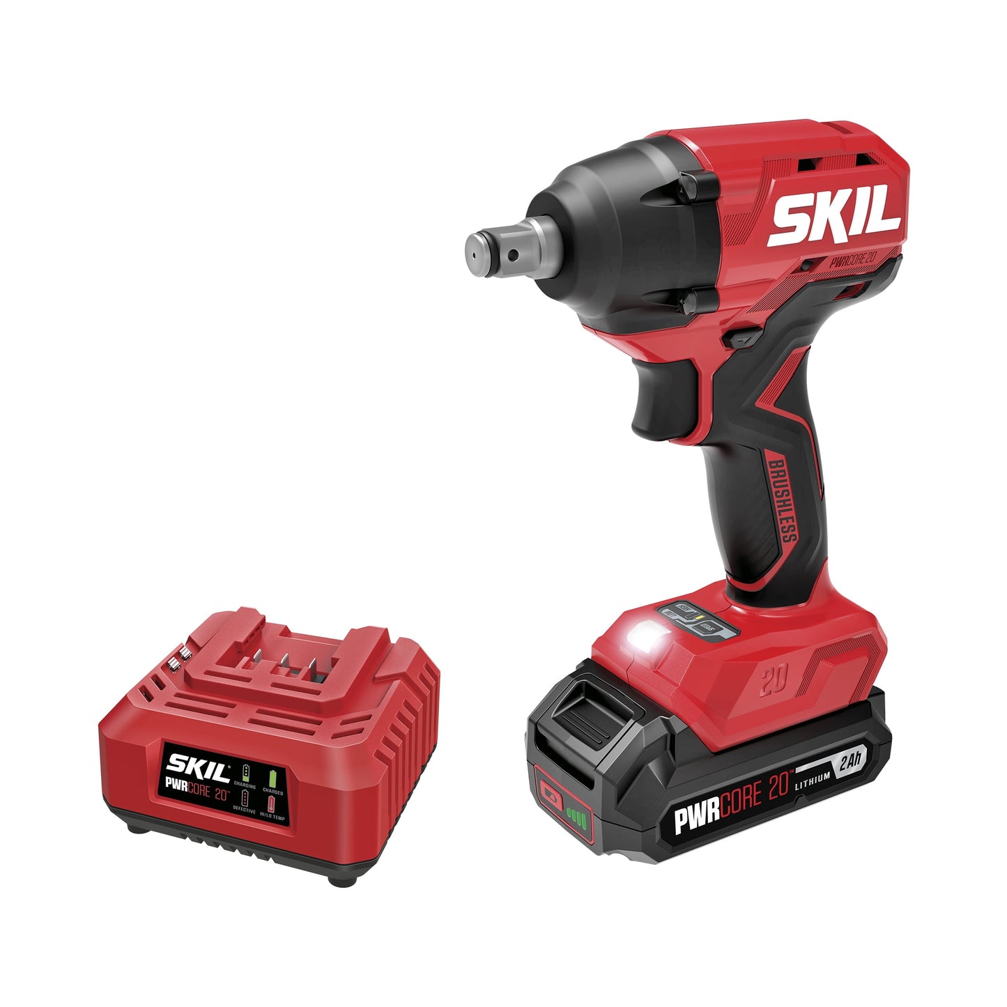 SKIL PWR CORE 20â„¢ Brushless 20V 1/2 In. Impact Wrench with battery & charger-IW6720B-10