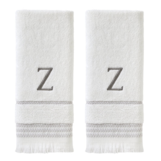 SKL Home Casual Monogram Cotton Hand Towels (2-Pack), "Z", White