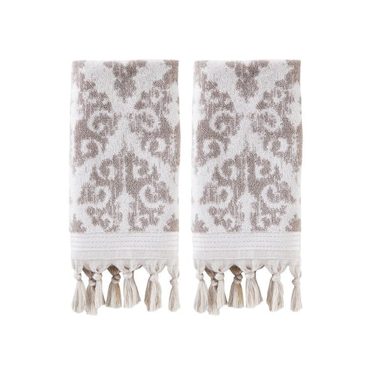 SKL Home Mirage Fringe Hand Towel (2-Pack), Taupe, 16" x 26"