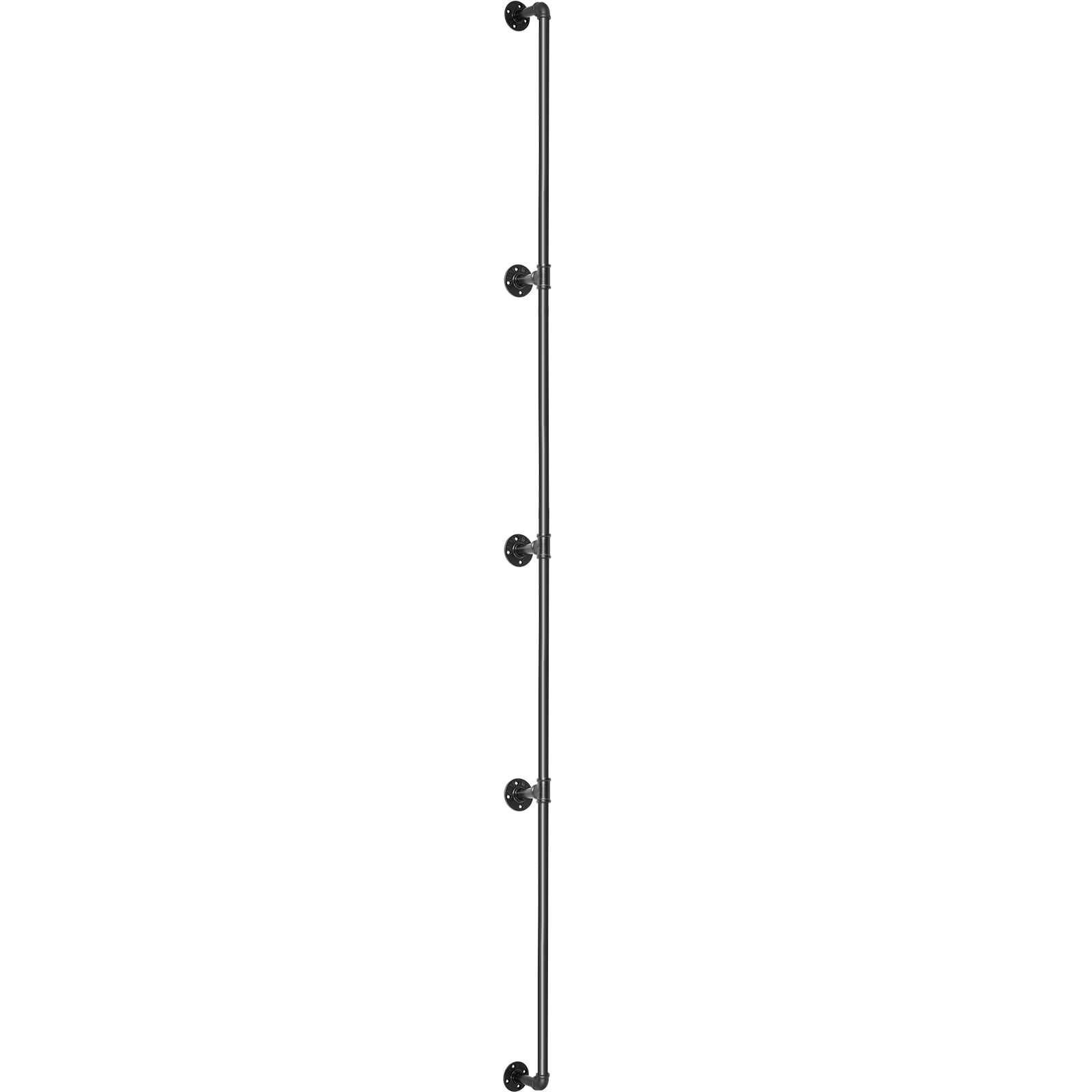 KFFKFF 13FT Staircase Handrail, Pipe Stair Handrail, Industrial Pipe Handrail with Wall Mount Support, Round Corner Wall Handrailing for Indoor, 440LBS Load Capacity Carbon Steel Pipe Handrail