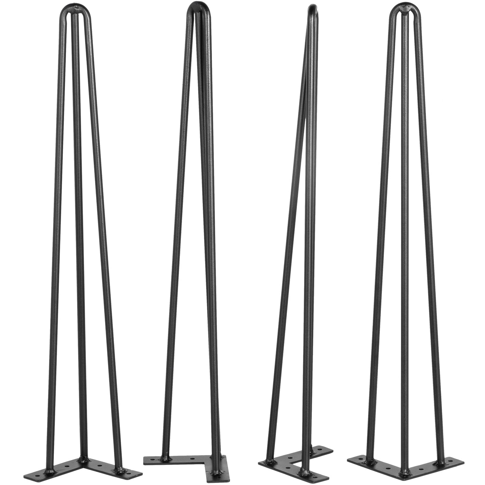 KFFKFF 22 inch Hairpin Table Legs Black Set of 4 Desk Legs Each 100lbs Capacity HairpinCarbon Steel Desk Legs 3 Rods for Bench Desk Dining End Table Chairs DIY Table Legs Heavy Duty Furniture Legs