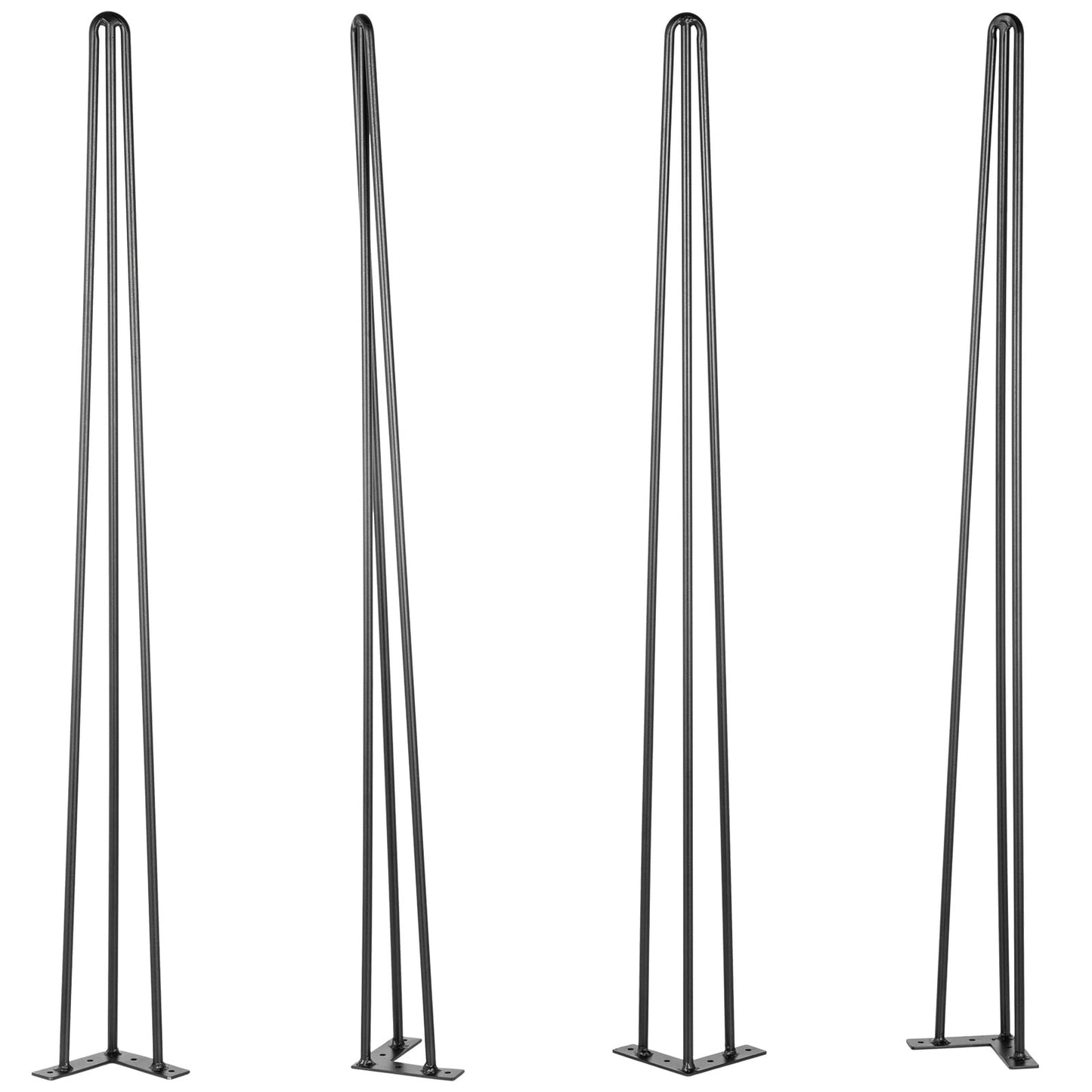 KFFKFF 30 inch Hairpin Table Legs Black Set of 4 Desk Legs Each 100lbs Capacity Hairpin Desk Legs 3 Rods for Bench Desk Dining End Table Chairs Carbon Steel DIY Table Legs Heavy Duty Furniture Legs