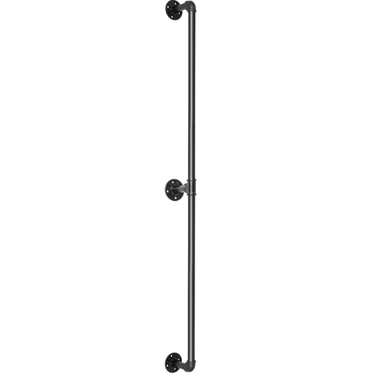 KFFKFF 4FT Staircase Handrail, Pipe Stair Handrail, 440LBS Load Capacity Carbon Steel Pipe Handrail, Round Corner Wall Handrailings for Indoor, Industrial Pipe Handrail with Wall Mount Support