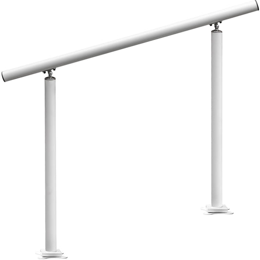 KFFKFF Aluminum Stair Railing Kit 4ft Length 2/3 Steps White Handrail Flexible Outdoor Deck Hand Rail