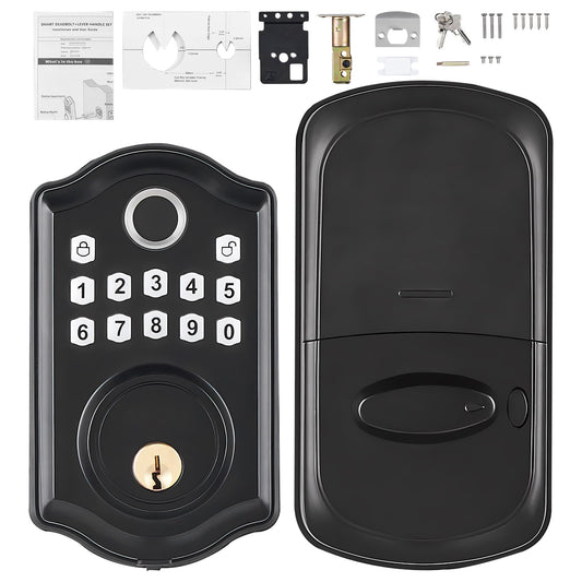 KFFKFF Fingerprint Door Lock, Keyless Electronic Keypad Deadboltwith Fingerprint/Keypad Code/Key, Auto Lock, Anti-Peeking Password, Easy Installation with 300 Users, IP 63 Rating for Front Door