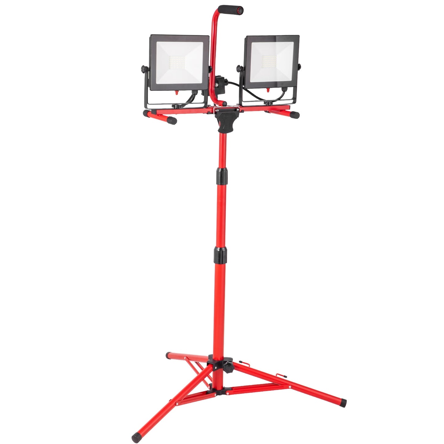 KFFKFF Dual-head LED Work Light, 5000lm,  27.6 "-68.1" Adjustable Height, Foldable Three Tripod Stand, IP65 Waterproof LED Triangular Shelf Work Lights