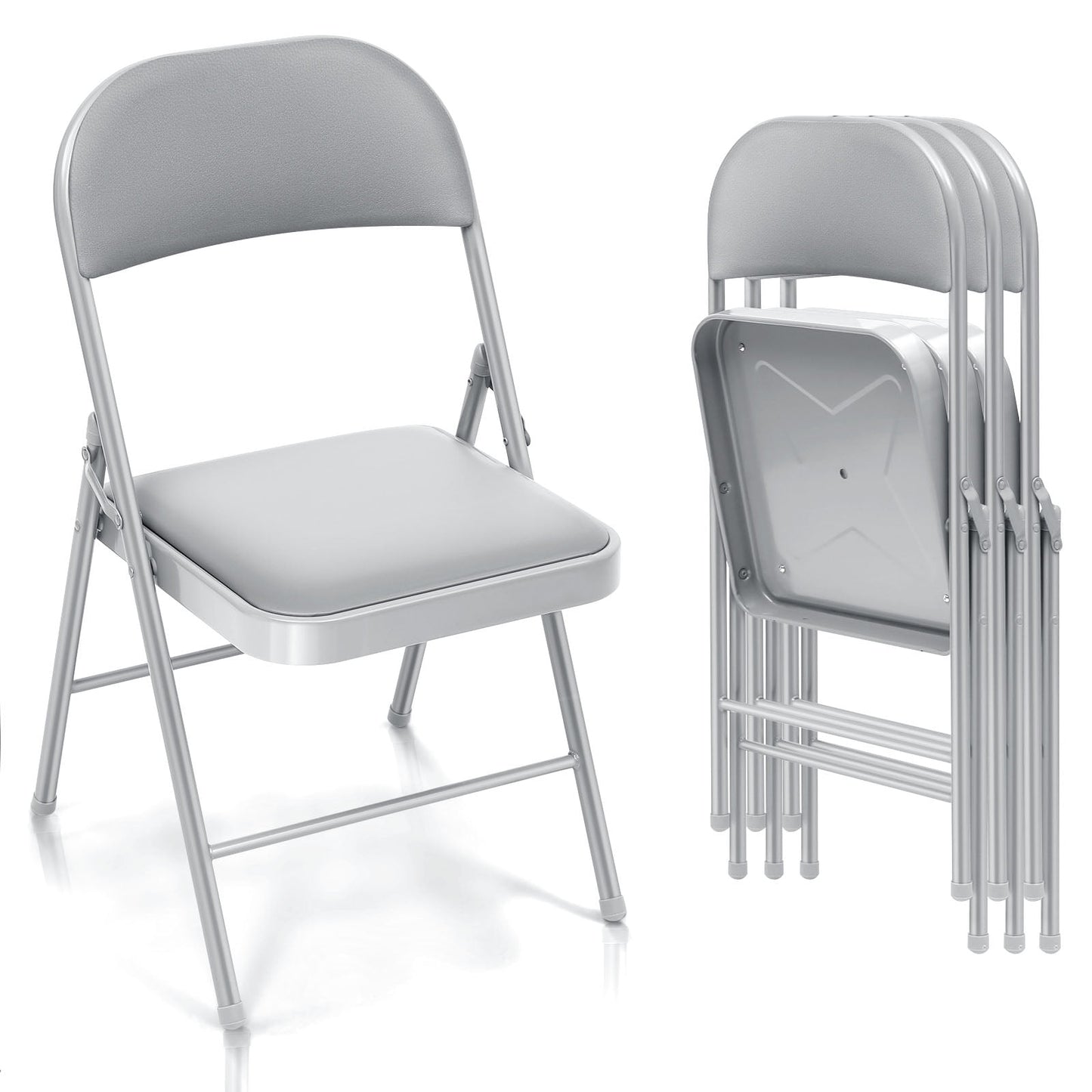 SUGIFT 4 Pack Vinyl Padded Folding Chair Portable Dining Chairs for Indoor and Outdoor