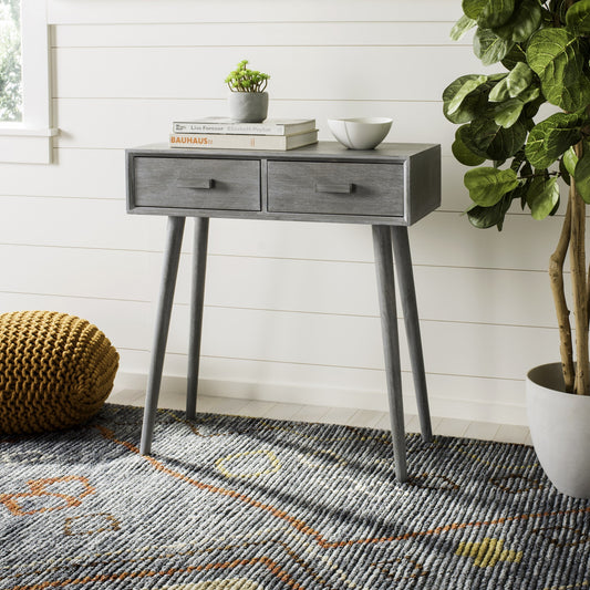 Safavieh Dean 2 Drawer Modern Solid Console Table, Slate Grey