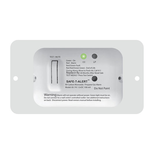 Safe-T-Alert. 85-741-WT-TR, 85 Series Universal Dual CO/LP Detector with Trim Ring, White