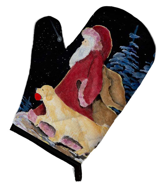 Santa Claus with Golden Retriever Oven Mitt