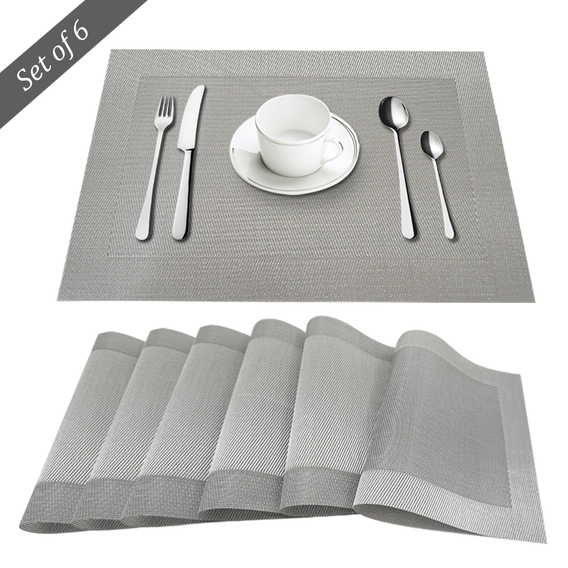 Santa Monica Placemat Set Of 6 In Silver