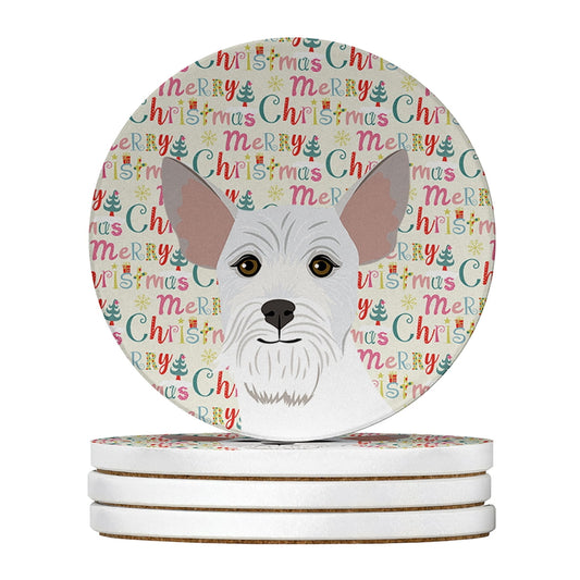 Schnauzer White #2 Christmas Large Sandstone Coasters Pack of 4 4 in x 4 in