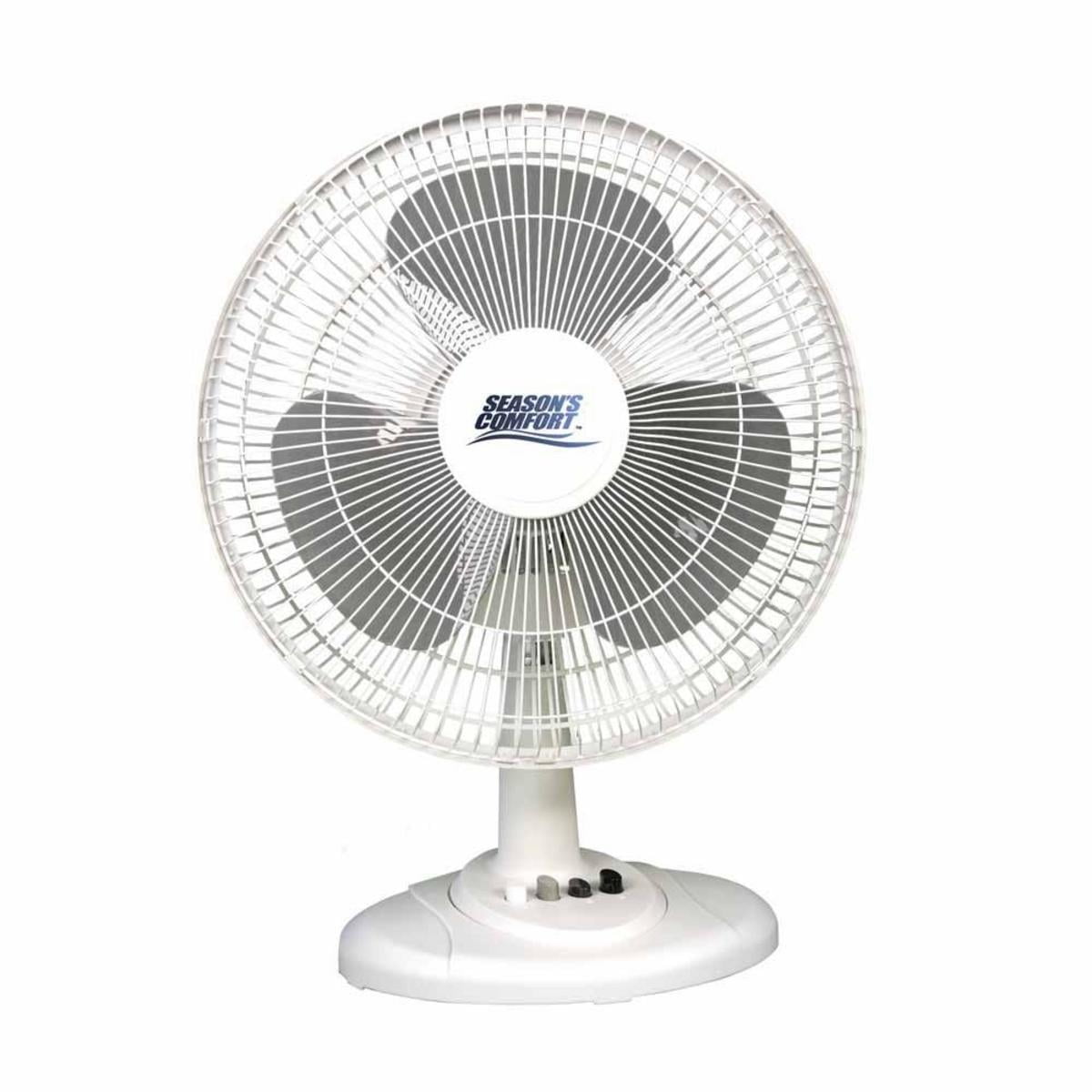 Seasons Comfort 12-In. Oscillating Table Fan, FTT12, White, FTT12