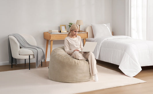 Serta Big Round Lounger Foam Filled Bean Bag Chair, Gray, 36" D x 20" H
