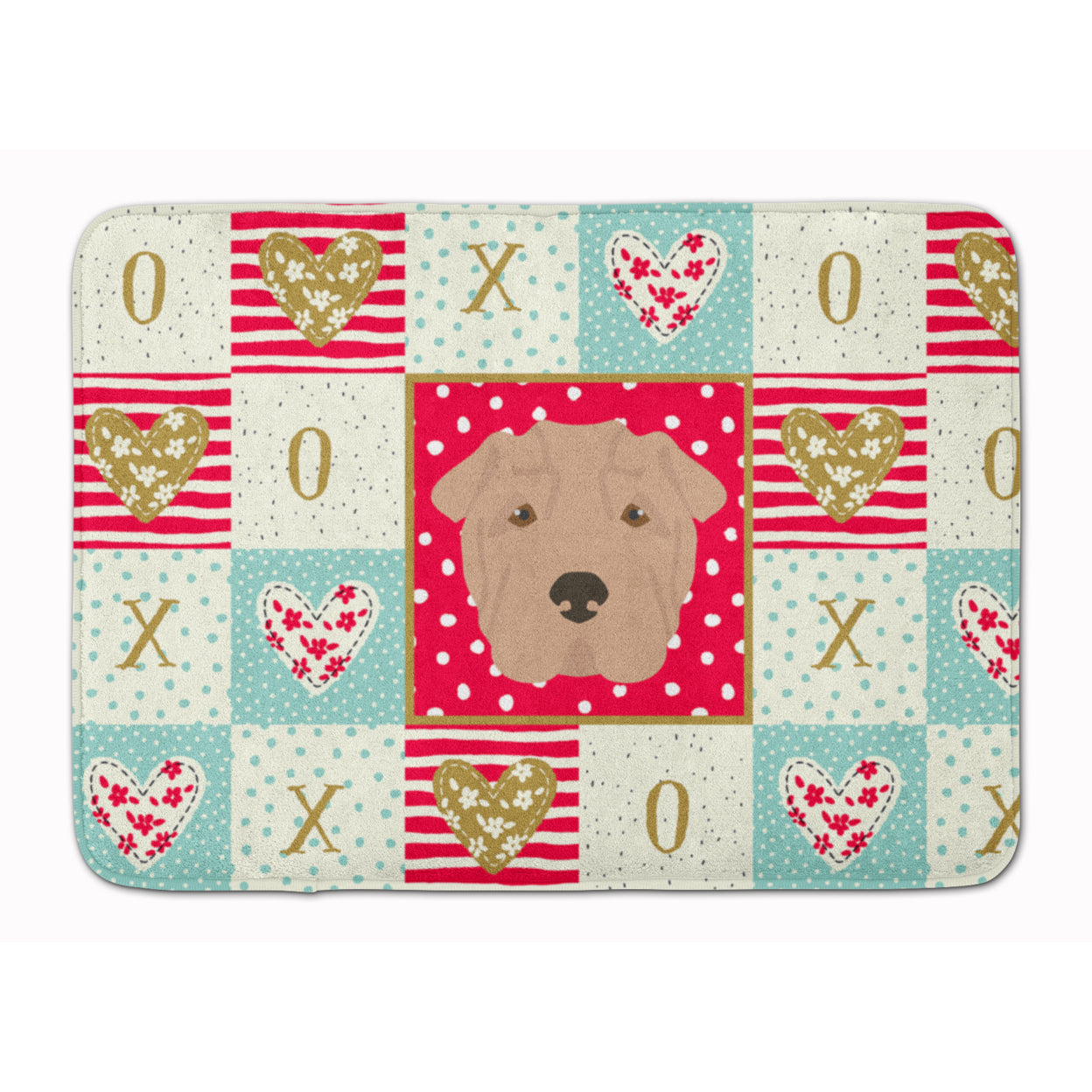 Shar Pei Love Machine Washable Memory Foam Mat Red