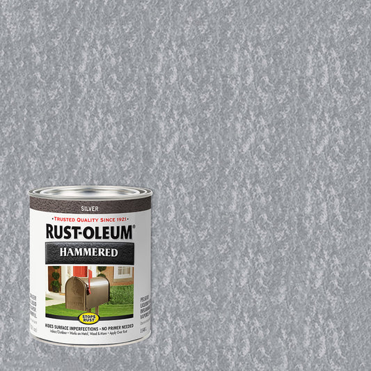 2 Pack, Silver(100 VOC), Rust-Oleum Stops Rust Hammered Paint- Quart