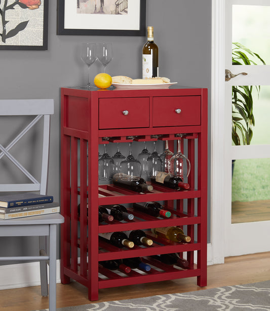 Simple Living  Pinot Wood 20-bottle Bar Cabinet Red