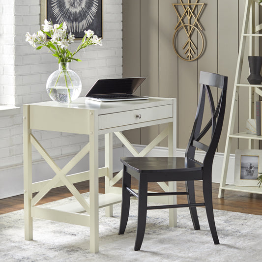 Simple Living   X-Frame Farmhouse Wood Desk Antique White Antique
