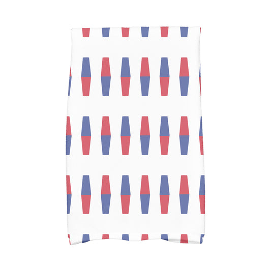 Simply Daisy, 16 x 25 Inch, Bowling Pins, Geometric Print Kitchen Towel, Red