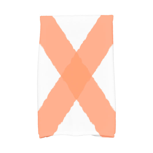 Simply Daisy, 16 x 25 Inch, X Marks the Spot, Geometric Print Kitchen Towel, Orange