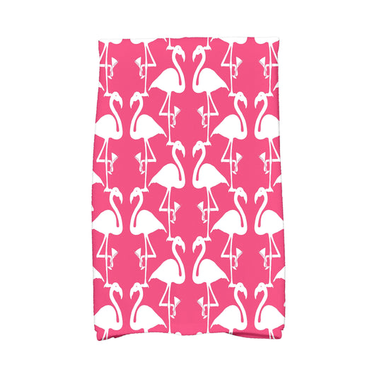 Simply Daisy, 16 x 25 inch, Flamingo Heart Martini, Animal Print Kitchen Towel, Pink