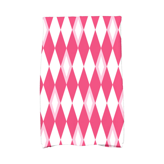 Simply Daisy, 16 x 25 inch, Harlequin, Geometric Print Kitchen Towel, Pink/Fushcia