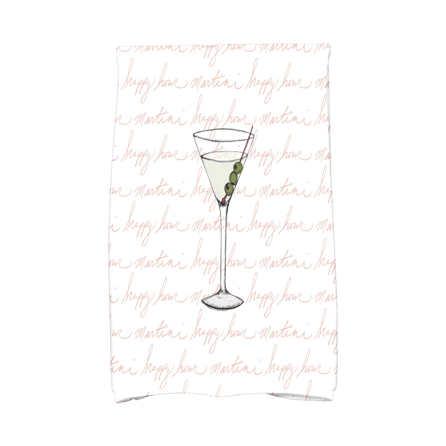 Simply Daisy, 16 x 25 inch, Martini Glass Text Fade, Geometric Print Kitchen Towel, Coral