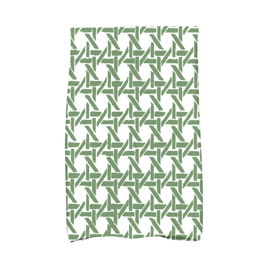 Simply Daisy, 16 x 25 inch, Rattan Geometric, Geometric Print Kitchen Towel, Green