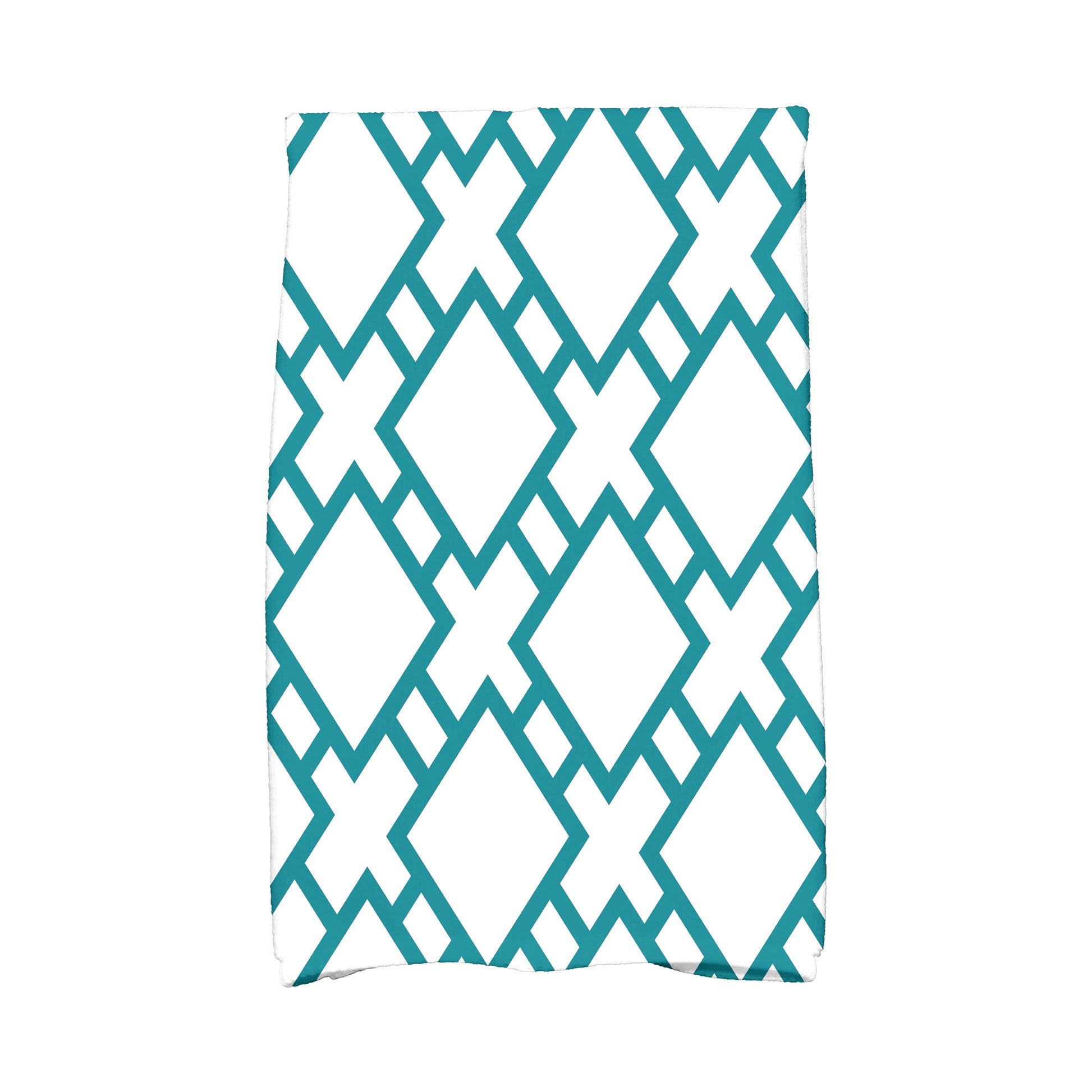 Simply Daisy, 16 x 25 inch, Square in St. Louis, Geometric Print Kitchen Towel, Blue