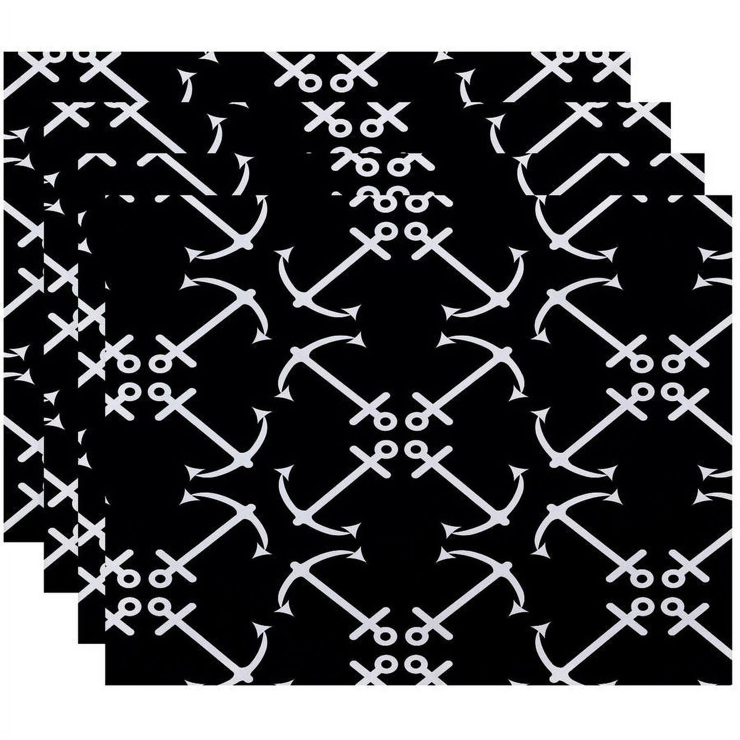 Simply Daisy 18" x 14" Anchor's Up Geometric Print Placemats, Set of 4