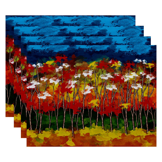 Simply Daisy 18" x 14" Autumn Floral Print Placemats, Set of 4