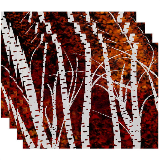 Simply Daisy 18" x 14" Birch Trees Floral Print Placemats, Set of 4