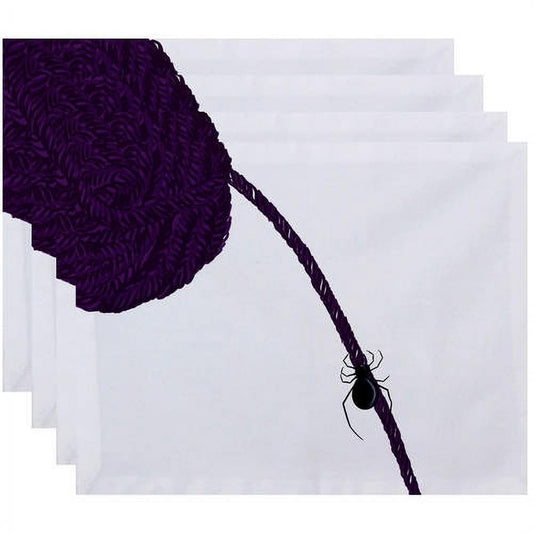 Simply Daisy 18" x 14" Eensy Weensy Spider Holiday Print Placemats, Set of 4