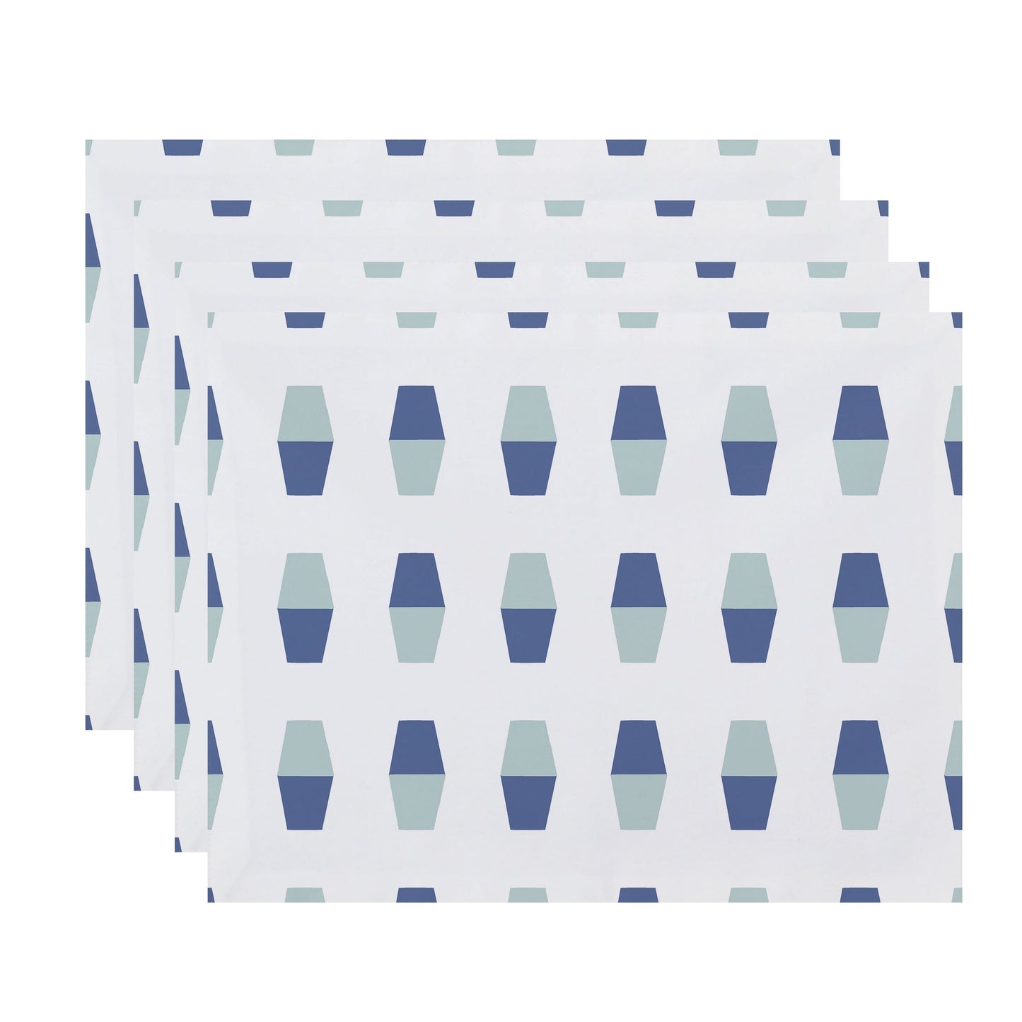Simply Daisy, 18 x 14 Inch, Bowling Pins, Geometric Print Placemat (Set of 4), Blue