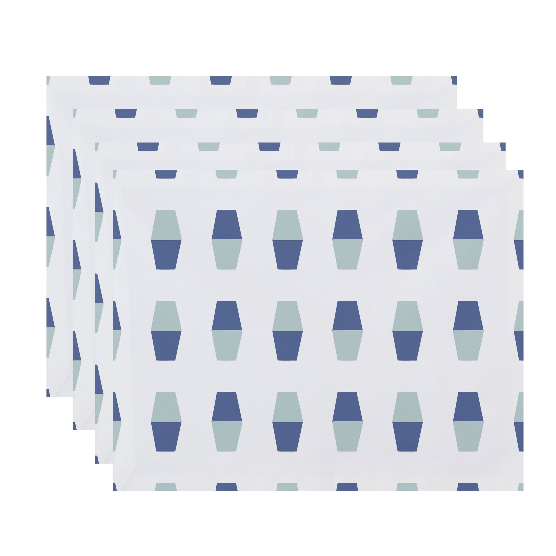 Simply Daisy, 18 x 14 Inch, Bowling Pins, Geometric Print Placemat (Set of 4), Blue