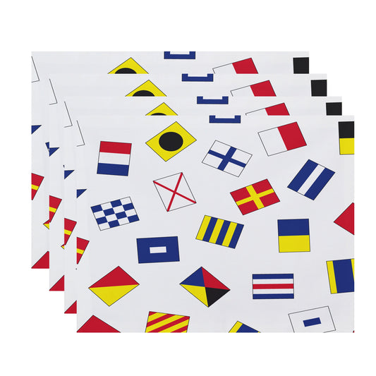 Simply Daisy, 18 x 14 Inch, Multi All Over Toss Larger, Geometric Print Placemat (Set of 4), Red